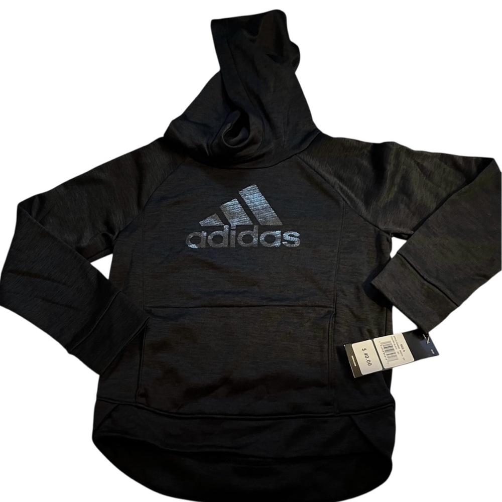 Adidas Black Hoodie with Silver Logo NWT